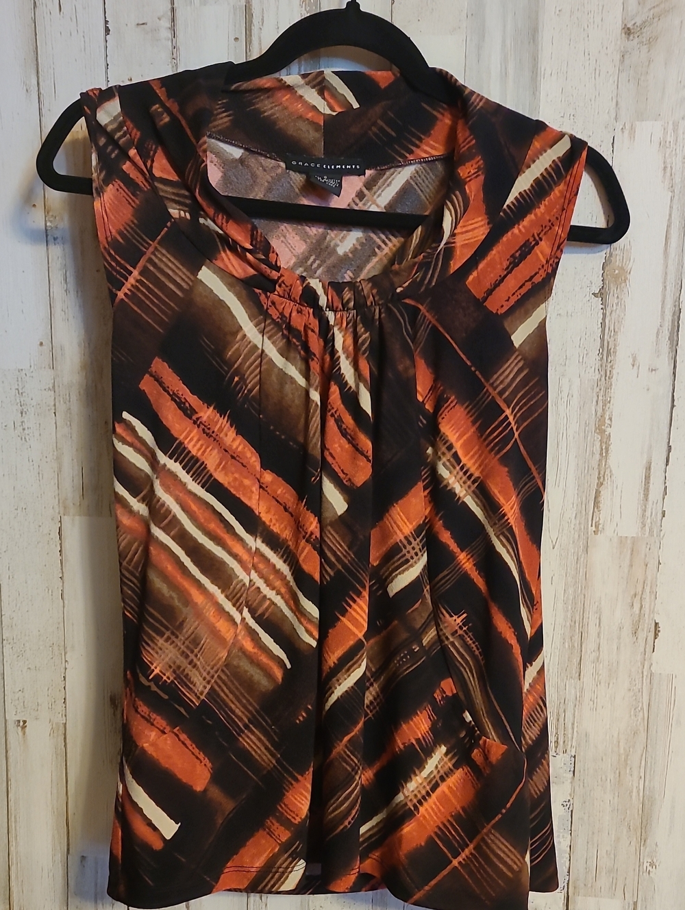 Grace Elements Brown, Orange & Cream Abstract Sleeveless Tank